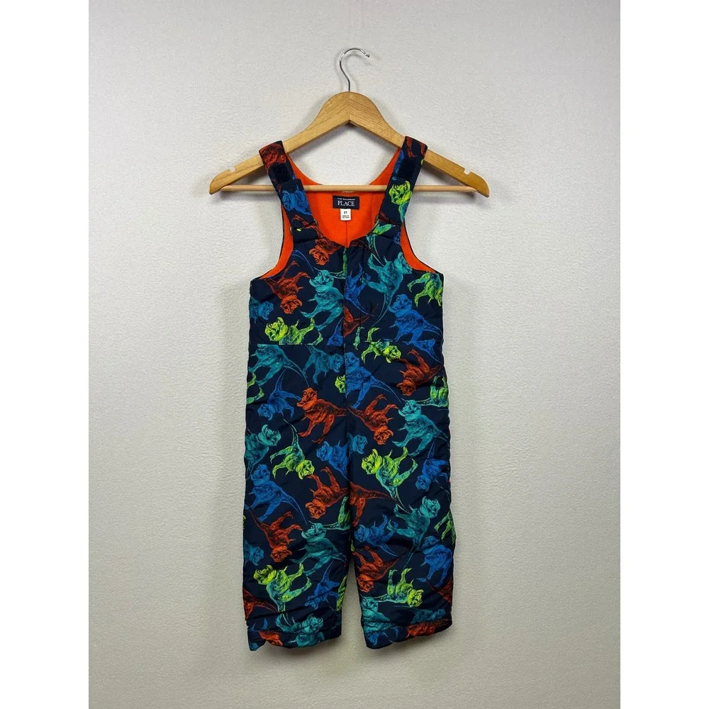 Winterwear The Children's Place Toddler Boys 3T Navy Blue Dinosaur Snow Bibs